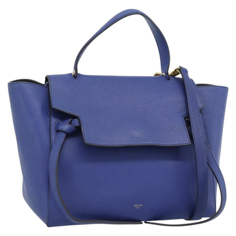 CELINE 腰包 手提包 皮革 兩用 藍色 金色 正品 183709M