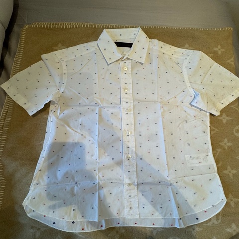 LV Louis Vuitton Monogram 微滿版短袖襯衫(白色)