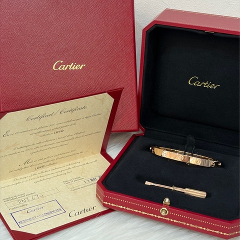 CARTIER LOVE 卡地亞 玫瑰金 愛情 螺絲 750 18 K金 手環 手鐲 17公分