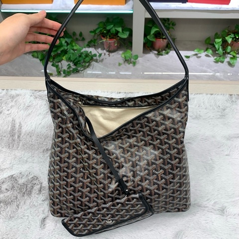 Goyard/戈雅 黑色Hobo 經典狗牙腋下包單肩包子母包 銀扣