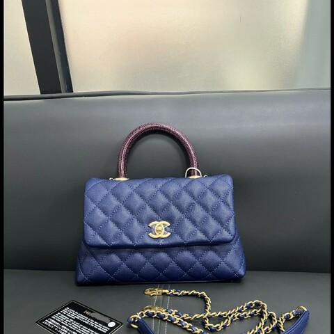 Chanel Coco Handle small
荔枝牛皮藍色x蜥蜴皮手柄