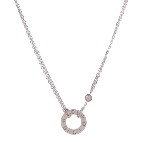 CARTIER 18K白金Love Circle Necklace鑽石項鍊