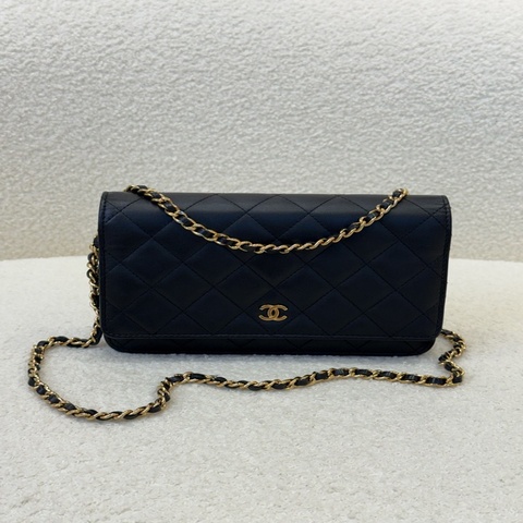 Chanel黑金羊皮Woc