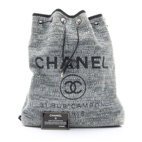 黑/灰色 粗花呢 Deauville 後背包【CHANEL 香奈兒】 A93787