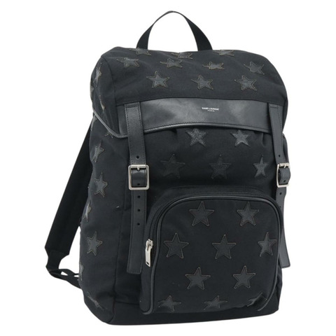 SAINT LAURENT 背包帆布黑色銀色正品 ka4606A