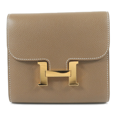 HERMES Epsom皮革Constance Compact Wallet錢包Etoupe