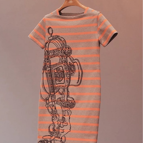HERMÈS 印花條紋連身裙