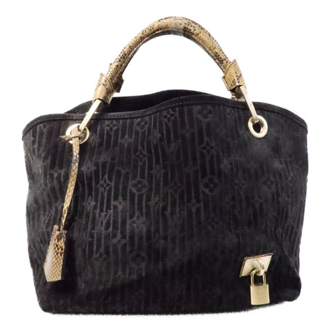 LOUIS VUITTON Monogram Suded/蛇皮皮革Whisper手挽袋