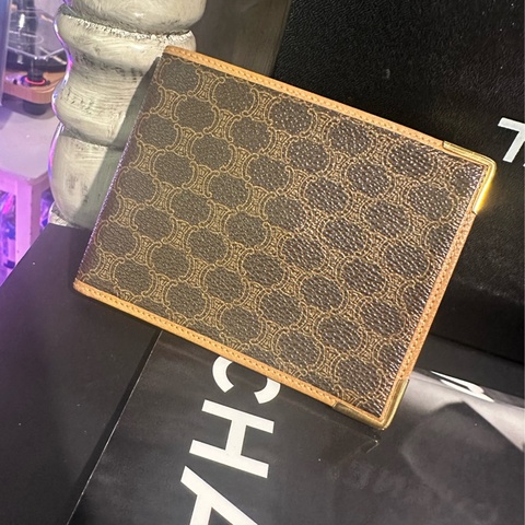 思琳 Celine Macadam 老花短夾 皮夾 中古 錢包 經典凱旋門壓紋皮