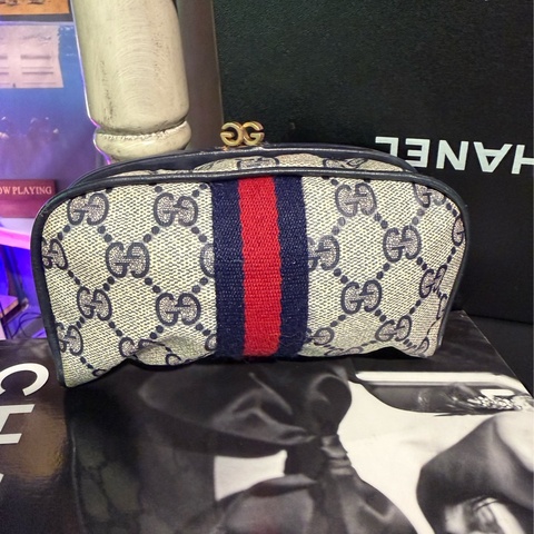 古馳 Gucci 經典 GG Supreme 老花帆布 古董化妝包 手拿包 中古包 手袋