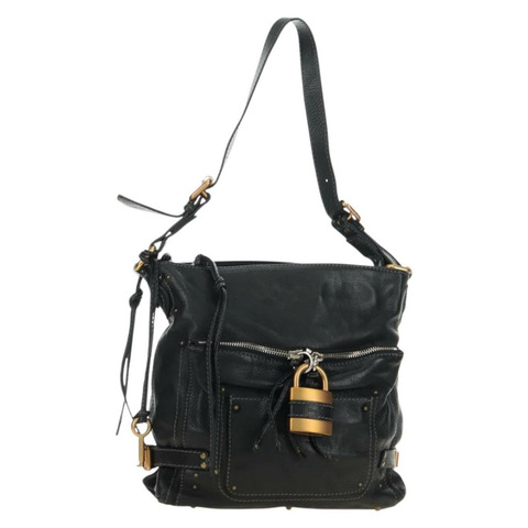 Chloe Paddington 單肩包，黑色、金色、銀色皮革，正品 BA12997M