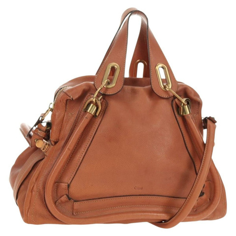 Chloe Paraty 手提包 真皮 兩用 棕色 金色 正品 am11700V