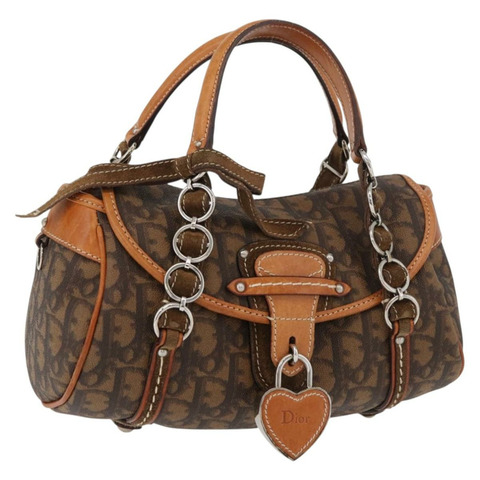 Christian Dior Trotter帆布浪漫手提包 PVC棕色銀色 正品 181900V