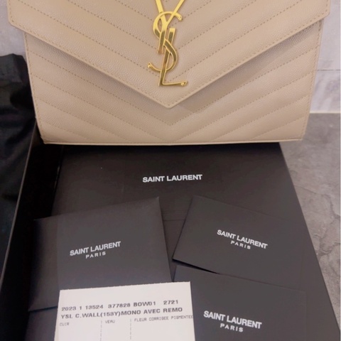 YSL 信封 WOC 奶茶色 鏈條包 23*14.5cm 近全新 有盒子 防塵袋 晶片款