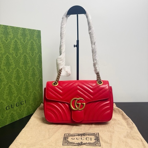 古馳/Gucci 芙蓉紅真皮 斜挎肩背包