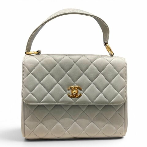 CHANEL 香奈兒 TRENDY CC 漸層菱格手提包 小羊皮 漸層藍白 金釦