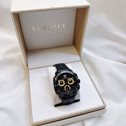 二手正品Versace凡賽斯Dylos Chronograph黑鋼計時手錶 凡賽斯手錶 凡賽斯配件 凡賽斯錶
