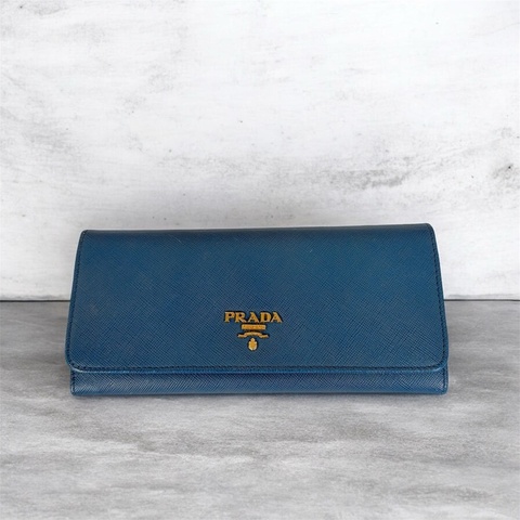 莉亞精品♡ Prada 長夾 藍 二手