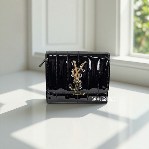 莉亞精品♡  Ysl 539926 漆皮短夾 二手美品