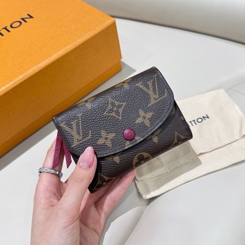 Louis Vuitton Rosalie 老花短款錢包 粉紅豆豆