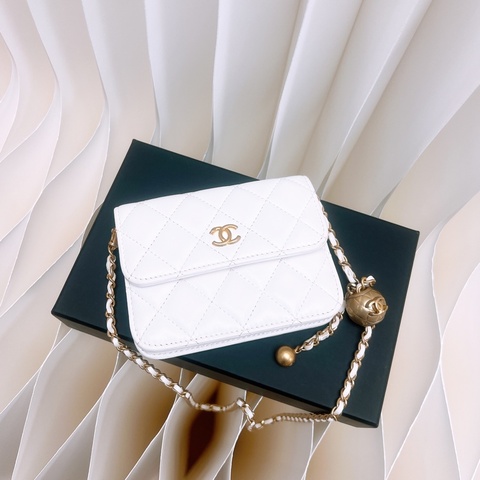 Chanel mini 白色金球小廢包/斜挎包