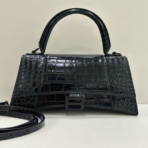 巴黎世家 balenciaga 沙漏包S 黑扣 鰐魚壓紋
