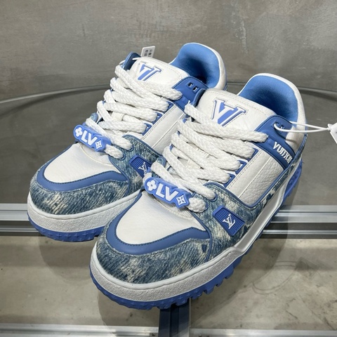 Louis Vuitton/路易威登 LV Trainer 白藍牛仔胖丁  UK8 /42碼