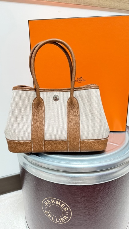 全新愛馬仕Hermes Mini Garden 23金棕帆布G刻