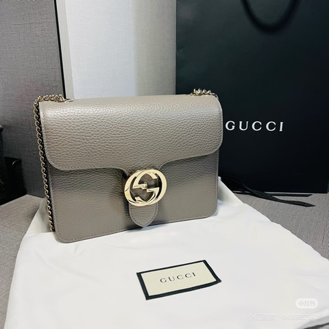99新🩶＃Gucci＃灰色荔枝皮＃風琴鏈條包＃有塵袋