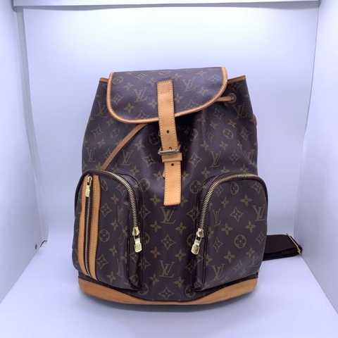 LV Bosphore 貝克漢姆同款雙肩包,經典老花配橙色裝飾 多拉鍊口袋+抽繩設計