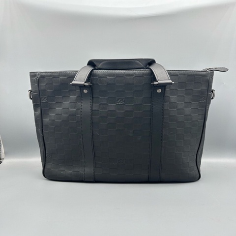 Louis Vuitton 棋盤格全皮公文包 黑色 五金壓格 男士款