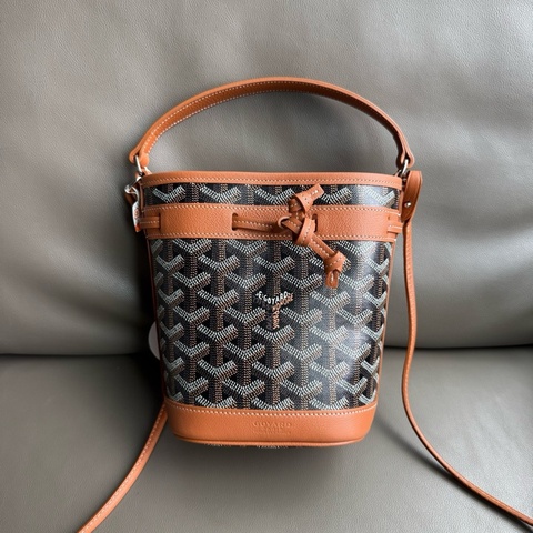 🆕Goyard 戈雅 棕色老花手提小水桶mini 單肩包斜挎包手提包
