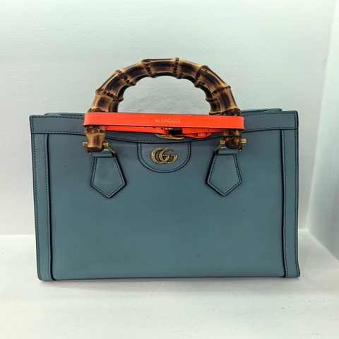 古馳/Gucci Gucci Diana竹節迷你托特包 淺藍色皮革