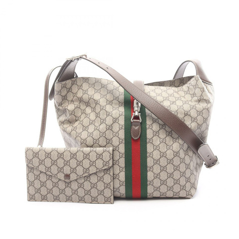 GUCCI Jackie 1961 中型斜背包 758684 帆布皮革 米色 二手