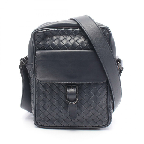 BOTTEGA VENETA Intrecciato 編織肩背包 113092 皮革 海軍藍 二手 女士
