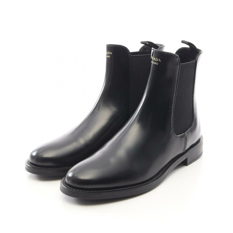 PRADA Ancre 1T847N 黑色皮革短靴 #36 二手女款