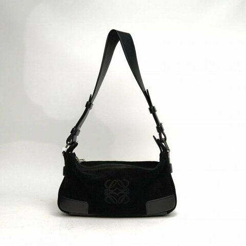 LOEWE 黑色麂皮法棍hobo腋下包