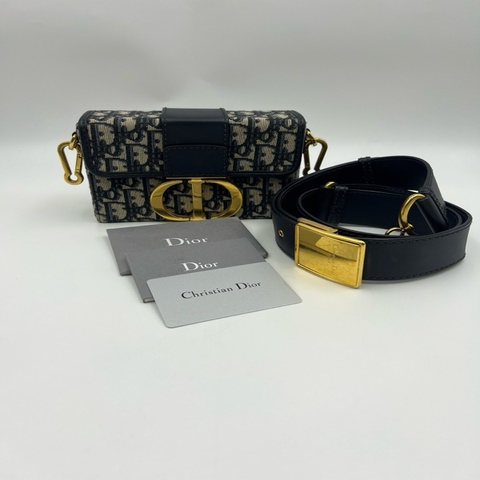迪奧/Dior Montaigne蒙田30 Mini box 老花盒子包 20年編碼  藍色