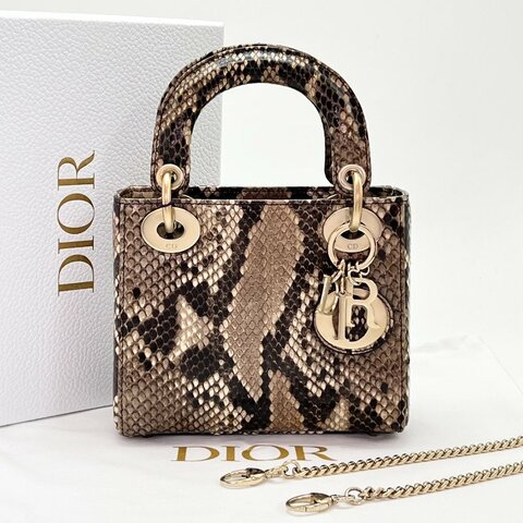 DIOR/迪奧蛇皮戴妃手提单肩斜挎包