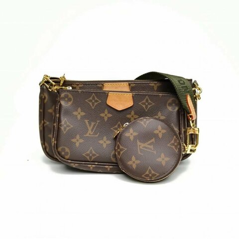 LOUIS VUITTON MultiPochette五合一綠肩帶老花PVC晶片肩背包