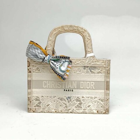 DIOR BookTote迷你21.5米白色帆布手提包
