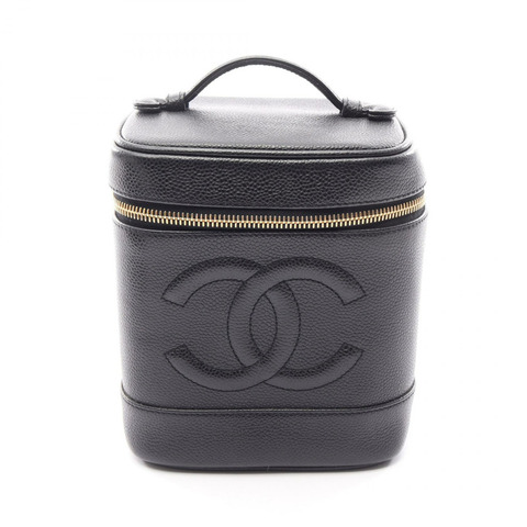 香奈兒 (CHANEL) AO1998 女士黑色小牛皮手提包，金色五金，二手，雙C標誌