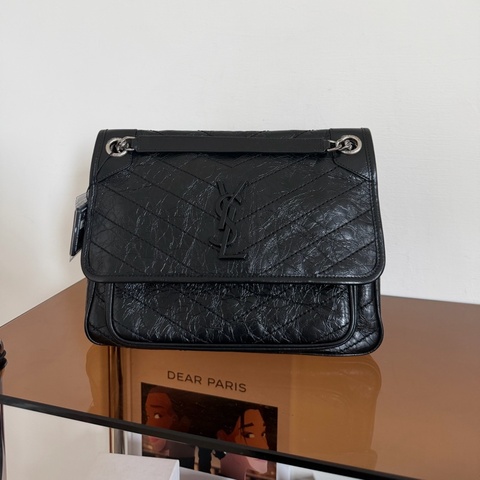 #98新 YSL Niki medium黑銀 中號 D釦