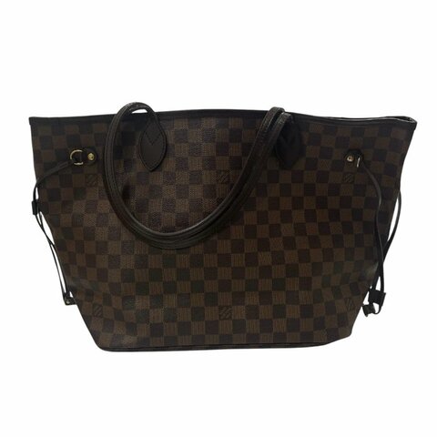 LOUIS VUITTON 路易威登 N51105 NEVERFULL MM M號托特包 PVC帆布 棋盤格 棕色 金釦