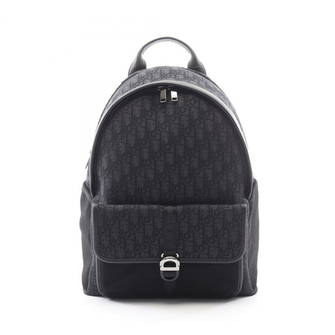 Christian Dior DIOR 8 Oblique 雙肩包帆布皮革黑色二手男款