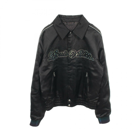 路易威登 (LOUIS VUITTON) 鑲鑽短版夾克 RM252MV 人造絲黑 二手 男款 48 碼