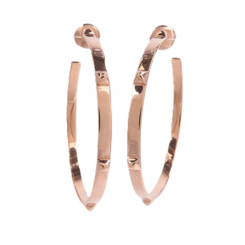 HERMES 18K玫瑰金Mini Clous Hoop Earrings耳環
