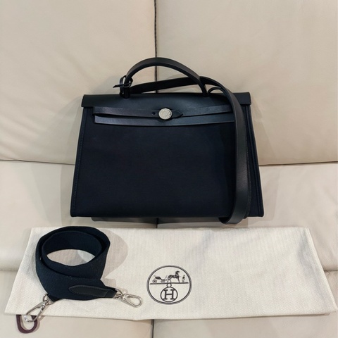 Hermes 愛馬仕 Herbag 31/手提斜背包/經典黑銀款/97新美品
