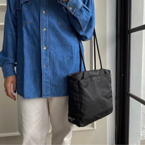 #極稀有 Prada 降落傘尼龍25 tote托特包 三角側標款