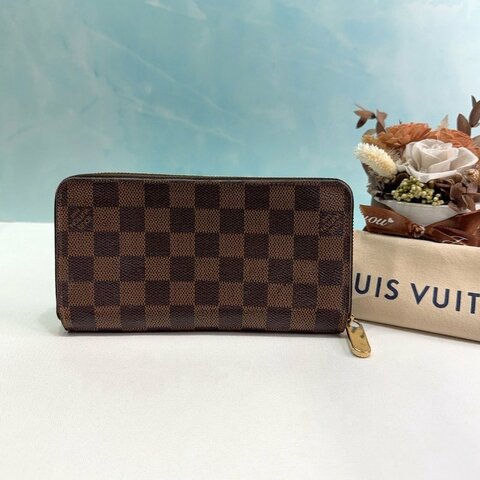 LV Zippy 經典棋盤格帆布拉鍊長夾